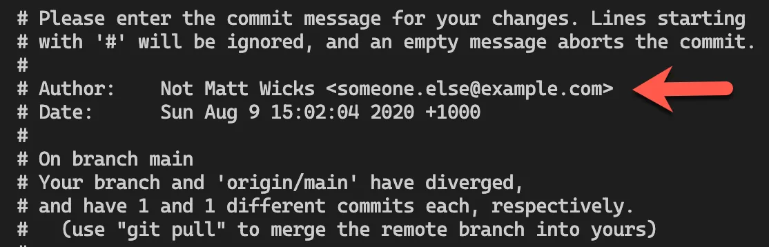 Setting the author of a commit is rather easy